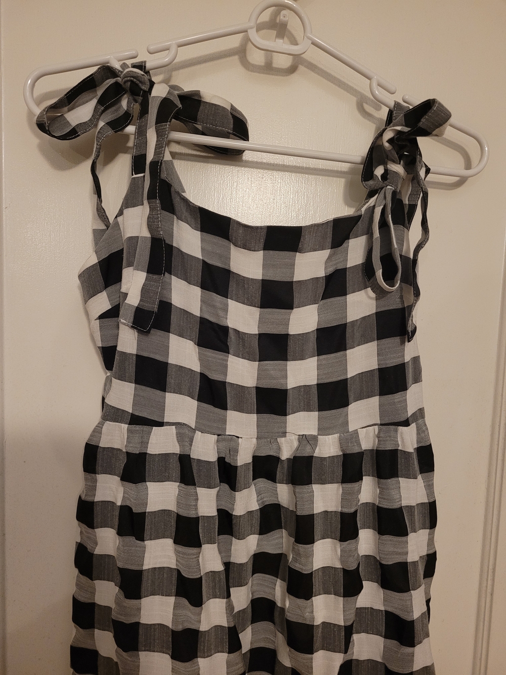 Black & White Gingham Tie-Shoulder Maxi Dress - Picture 4 of 4